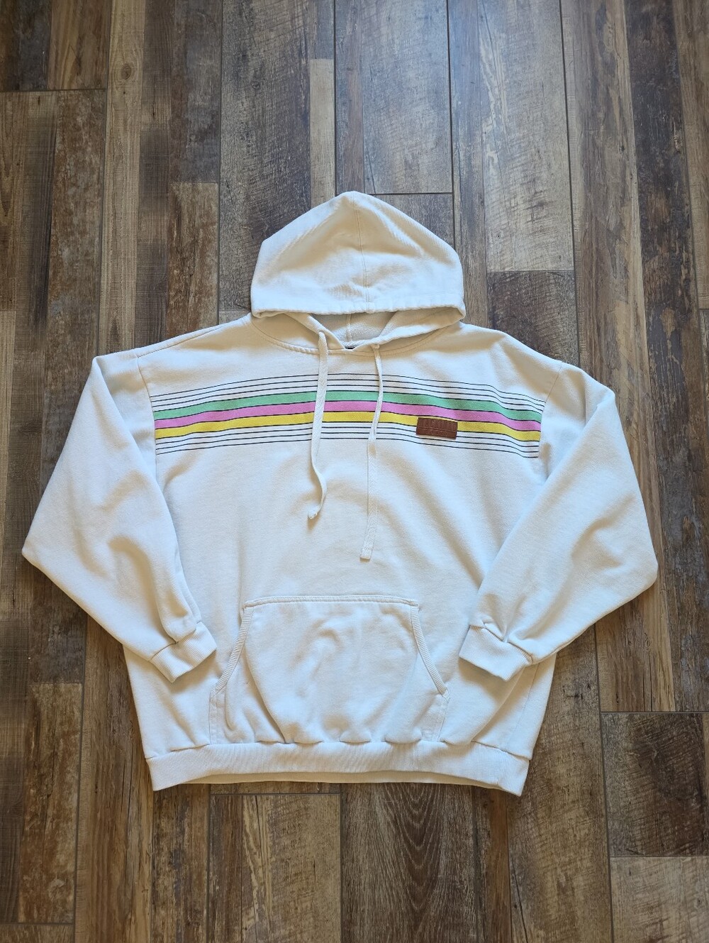 Outfitter Trading Co. - Mackinac Retro Stripe Fleece Hoodie - Unisex XL - Cream